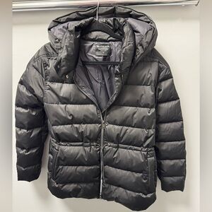 Athleta PURSUIT SATEEN DOWN PUFFER Coat M Medium Black